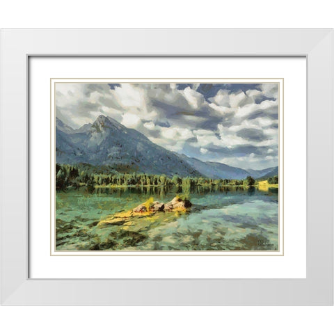 Lake in Canada White Modern Wood Framed Art Print with Double Matting by Medeiros, Celito