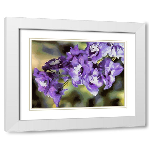 Purple Flowers White Modern Wood Framed Art Print with Double Matting by Medeiros, Celito