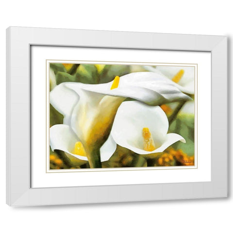 White Flowers White Modern Wood Framed Art Print with Double Matting by Medeiros, Celito