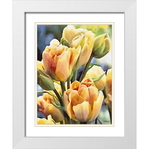 Just Tulips I White Modern Wood Framed Art Print with Double Matting by Medeiros, Celito