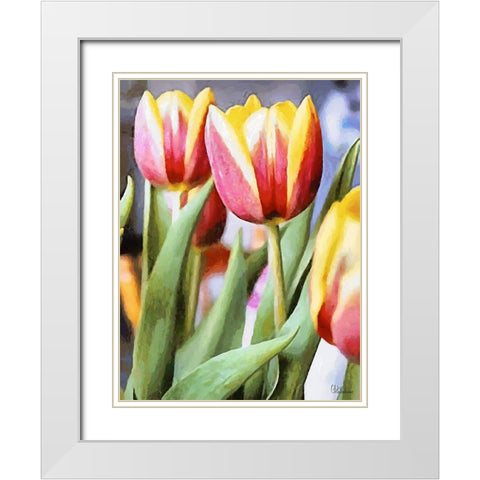 Just Tulips II White Modern Wood Framed Art Print with Double Matting by Medeiros, Celito
