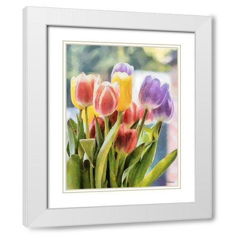 Just Tulips III White Modern Wood Framed Art Print with Double Matting by Medeiros, Celito