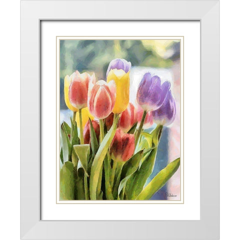 Just Tulips III White Modern Wood Framed Art Print with Double Matting by Medeiros, Celito