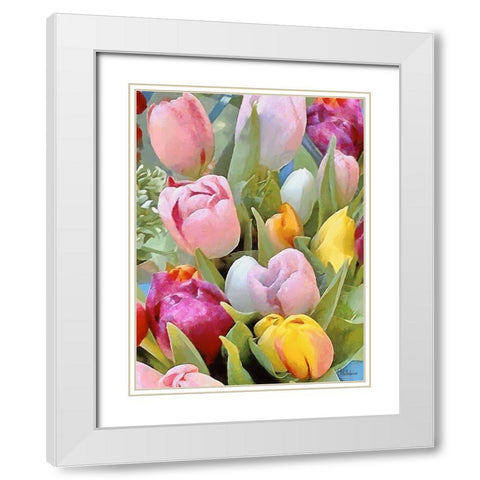 Just Tulips IV White Modern Wood Framed Art Print with Double Matting by Medeiros, Celito