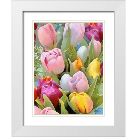 Just Tulips IV White Modern Wood Framed Art Print with Double Matting by Medeiros, Celito