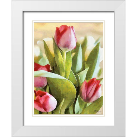Just Tulips V White Modern Wood Framed Art Print with Double Matting by Medeiros, Celito