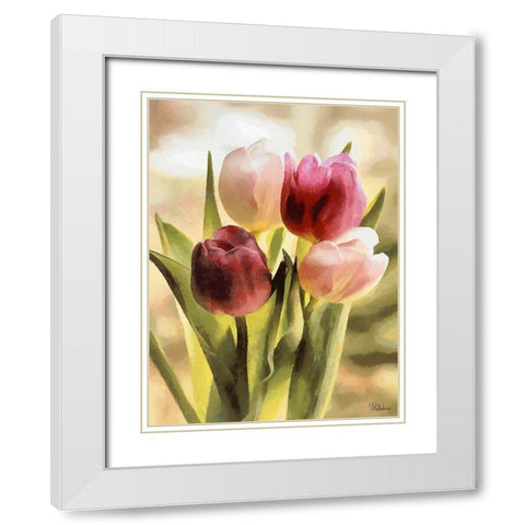 Just Tulips VI White Modern Wood Framed Art Print with Double Matting by Medeiros, Celito