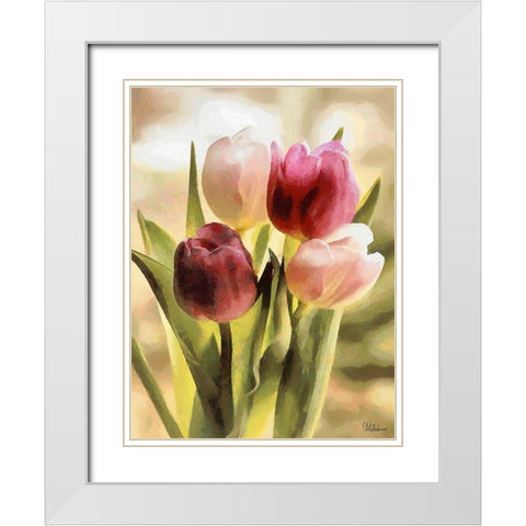 Just Tulips VI White Modern Wood Framed Art Print with Double Matting by Medeiros, Celito