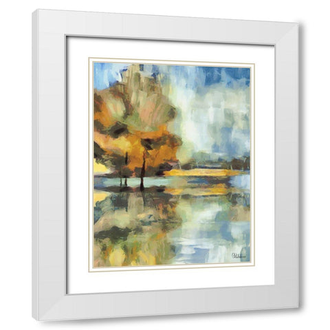 Abstract Landscape I White Modern Wood Framed Art Print with Double Matting by Medeiros, Celito