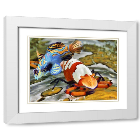 Fishes in Tropical Sea V White Modern Wood Framed Art Print with Double Matting by Medeiros, Celito