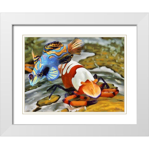 Fishes in Tropical Sea V White Modern Wood Framed Art Print with Double Matting by Medeiros, Celito