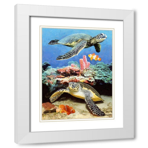 Fishes in Tropical Sea VI White Modern Wood Framed Art Print with Double Matting by Medeiros, Celito