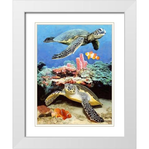 Fishes in Tropical Sea VI White Modern Wood Framed Art Print with Double Matting by Medeiros, Celito