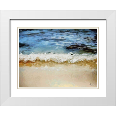 White Wave at the Beach IV White Modern Wood Framed Art Print with Double Matting by Medeiros, Celito