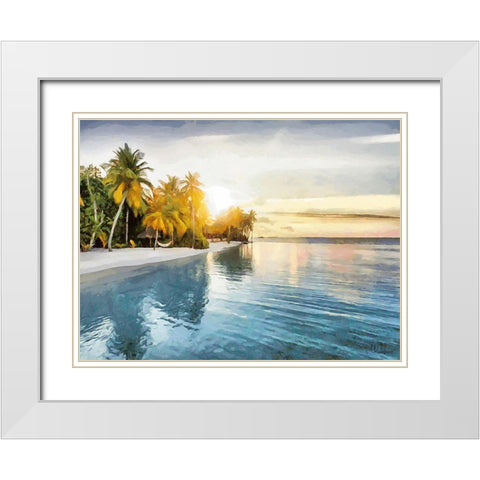 Sunset over Palm Trees I White Modern Wood Framed Art Print with Double Matting by Medeiros, Celito