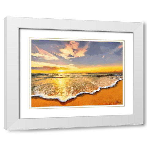 White Wave at the Beach VI White Modern Wood Framed Art Print with Double Matting by Medeiros, Celito