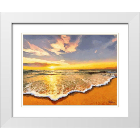White Wave at the Beach VI White Modern Wood Framed Art Print with Double Matting by Medeiros, Celito