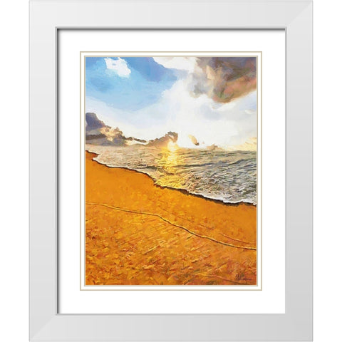 White Wave at the Beach IX White Modern Wood Framed Art Print with Double Matting by Medeiros, Celito