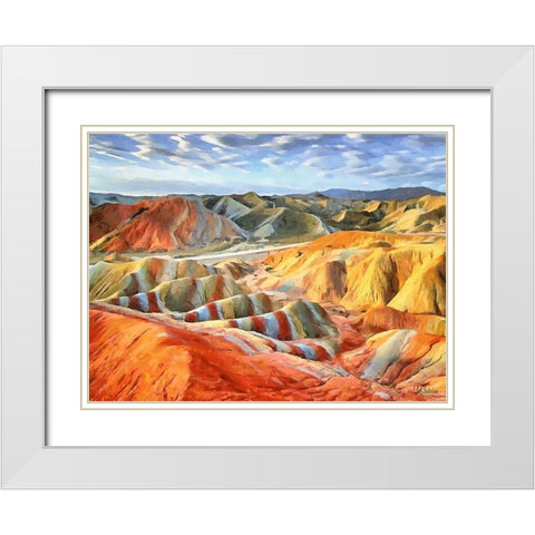 Painted Mountains I White Modern Wood Framed Art Print with Double Matting by Medeiros, Celito