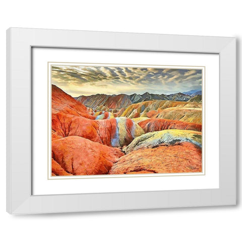 Painted Mountains II White Modern Wood Framed Art Print with Double Matting by Medeiros, Celito