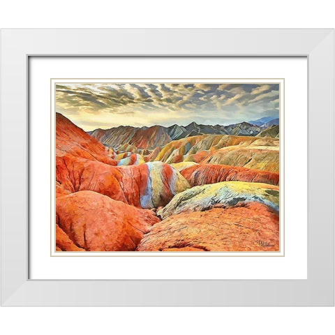 Painted Mountains II White Modern Wood Framed Art Print with Double Matting by Medeiros, Celito