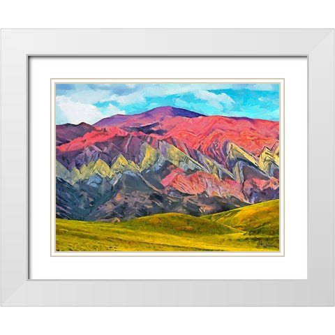 Painted Mountains IV White Modern Wood Framed Art Print with Double Matting by Medeiros, Celito