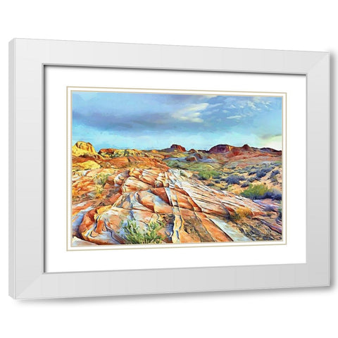 Painted Mountains VI White Modern Wood Framed Art Print with Double Matting by Medeiros, Celito