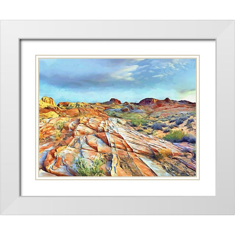 Painted Mountains VI White Modern Wood Framed Art Print with Double Matting by Medeiros, Celito