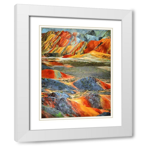 Painted Mountains IX White Modern Wood Framed Art Print with Double Matting by Medeiros, Celito