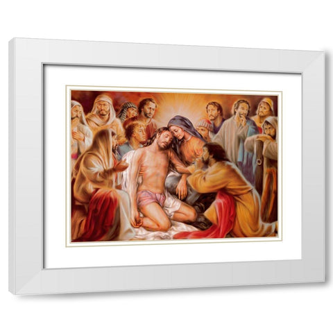 Pieta White Modern Wood Framed Art Print with Double Matting by Medeiros, Celito