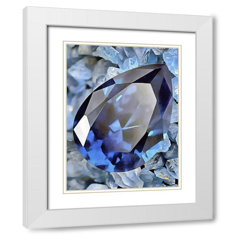 Blue Precious Stone White Modern Wood Framed Art Print with Double Matting by Medeiros, Celito