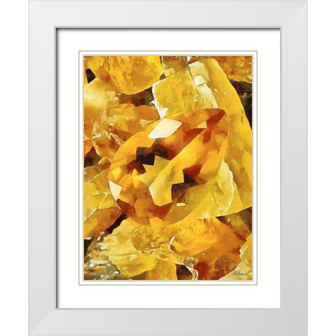 Yellow Precious Stone White Modern Wood Framed Art Print with Double Matting by Medeiros, Celito