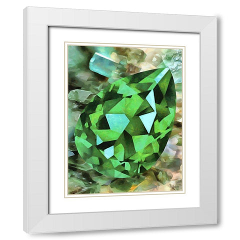 Green Precious Stone White Modern Wood Framed Art Print with Double Matting by Medeiros, Celito