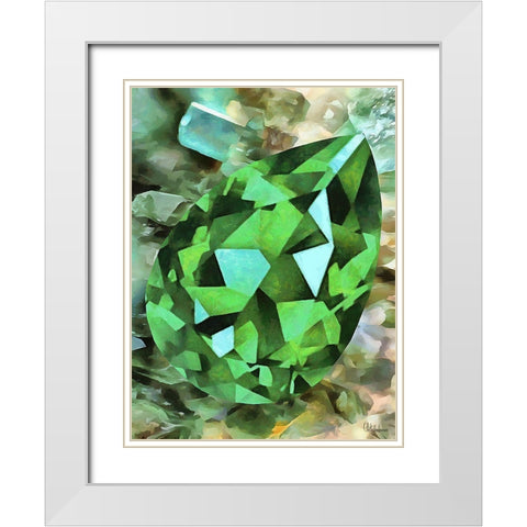 Green Precious Stone White Modern Wood Framed Art Print with Double Matting by Medeiros, Celito