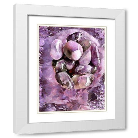 Pink Precious Stone White Modern Wood Framed Art Print with Double Matting by Medeiros, Celito