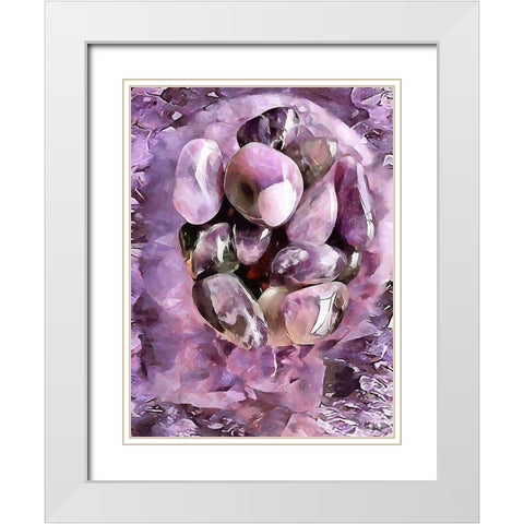 Pink Precious Stone White Modern Wood Framed Art Print with Double Matting by Medeiros, Celito