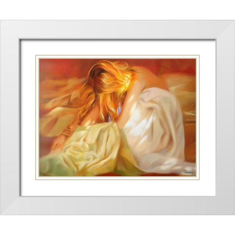 Girl with Golden Hair White Modern Wood Framed Art Print with Double Matting by Medeiros, Celito