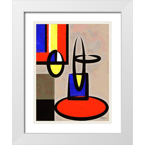 Kandinsky Inspiration XII White Modern Wood Framed Art Print with Double Matting by Medeiros, Celito