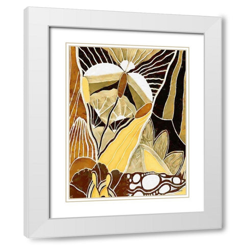 Yellow-Brown Flowers White Modern Wood Framed Art Print with Double Matting by Medeiros, Celito