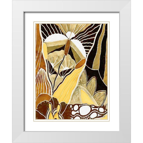 Yellow-Brown Flowers White Modern Wood Framed Art Print with Double Matting by Medeiros, Celito
