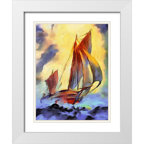 Sail on the Sea White Modern Wood Framed Art Print with Double Matting by Medeiros, Celito
