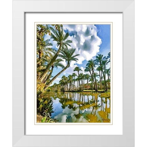 River with Palms White Modern Wood Framed Art Print with Double Matting by Medeiros, Celito