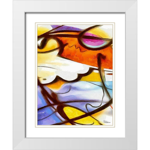 Kandinsky Inspiration XVIII White Modern Wood Framed Art Print with Double Matting by Medeiros, Celito