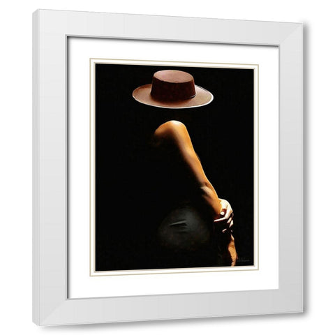 Lady with Hat I White Modern Wood Framed Art Print with Double Matting by Medeiros, Celito