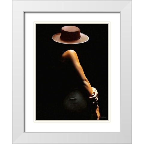 Lady with Hat I White Modern Wood Framed Art Print with Double Matting by Medeiros, Celito