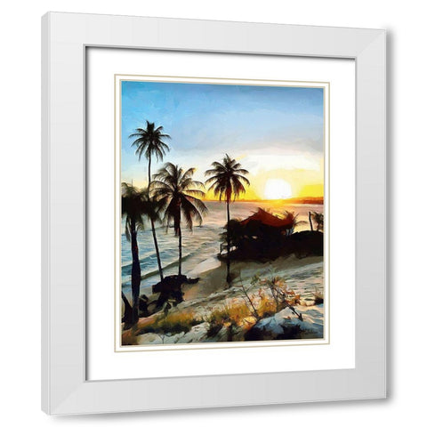 Sunset in Paradise I White Modern Wood Framed Art Print with Double Matting by Medeiros, Celito