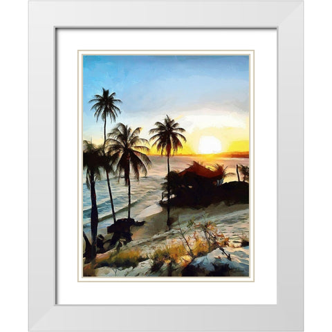 Sunset in Paradise I White Modern Wood Framed Art Print with Double Matting by Medeiros, Celito