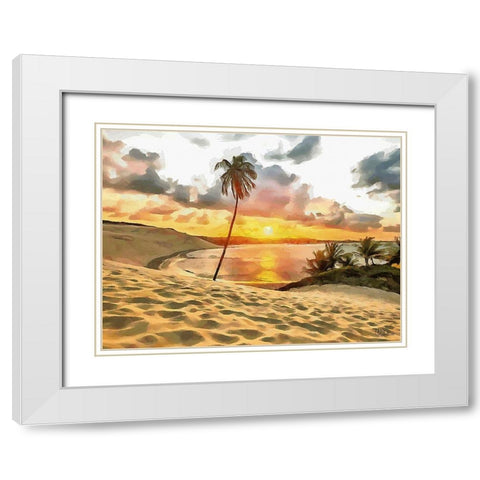 Sunset in Paradise III White Modern Wood Framed Art Print with Double Matting by Medeiros, Celito