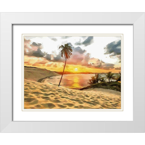 Sunset in Paradise III White Modern Wood Framed Art Print with Double Matting by Medeiros, Celito