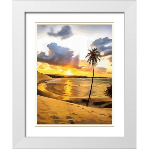 Sunset in Paradise IV White Modern Wood Framed Art Print with Double Matting by Medeiros, Celito